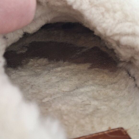 Tory Burch genuine Leather Suede sheepskin fur slippers size 7 - Picture 9 of 11